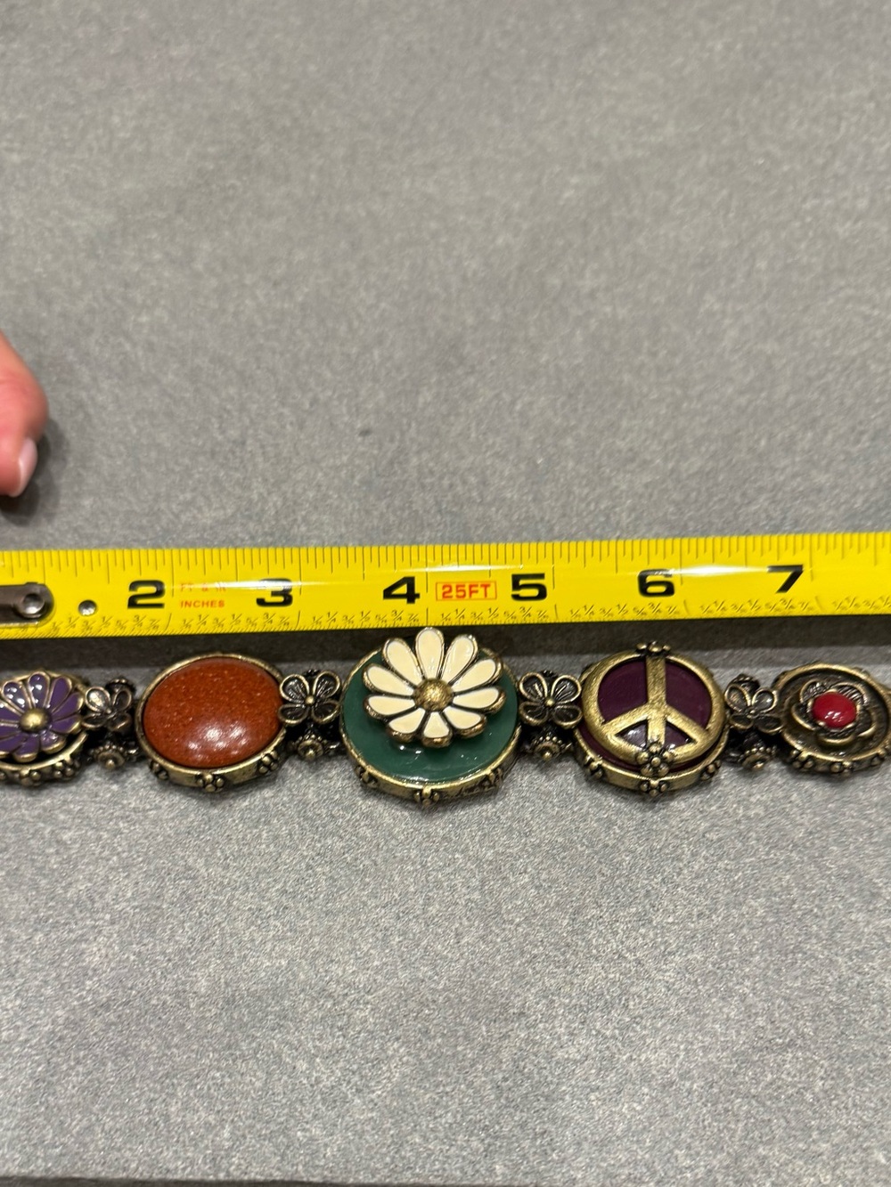 Antique gold enamel floral bracelet - Picture 2 of 7